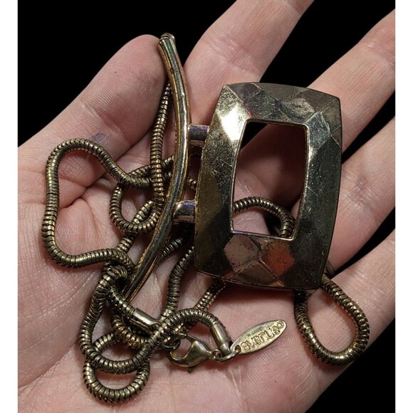 Avenue Geometric Gold Tone Pendant Statement Necklace - Picture 4 of 7